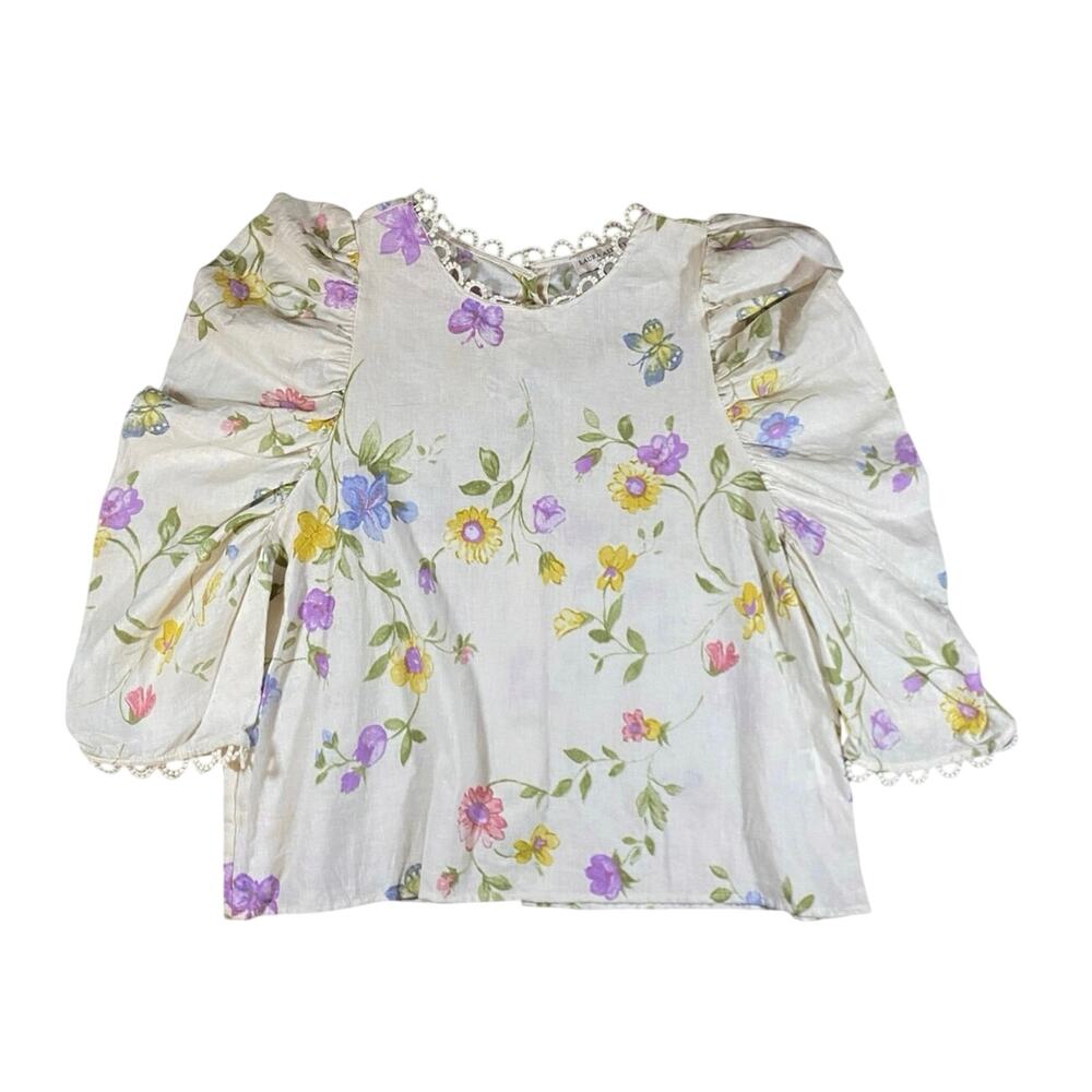 Laura Ashley Vintage Linen Butterfly Blouse - L
